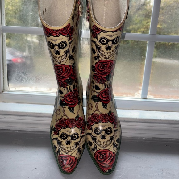 Nomad Dia De Los Muertos  Pointed Snip Toe Rain/ Cowboy Boots - Picture 9 of 12